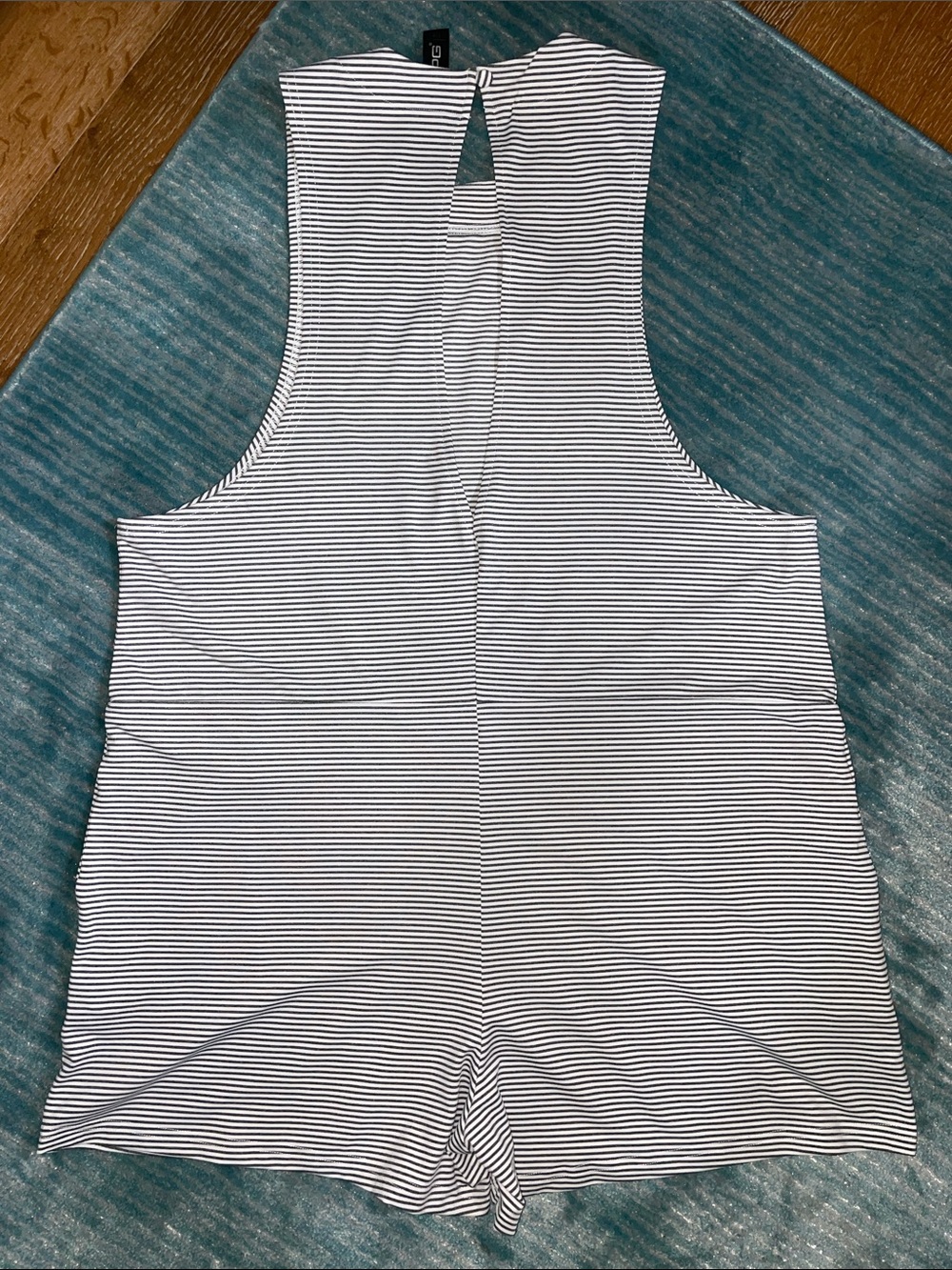 NEW Romper MPG Striped Grey and White Sleeveless Stretchy Knit Sz XL
